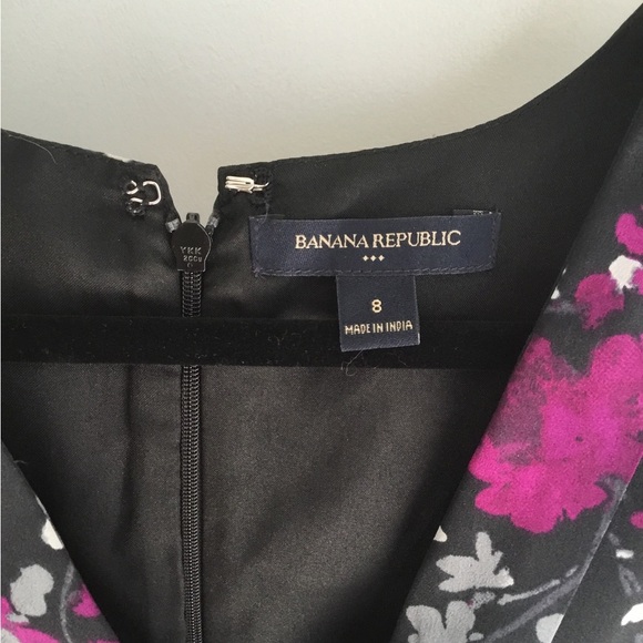 Banana Republic Black Floral Midi Dress Size 8 - Picture 2 of 5